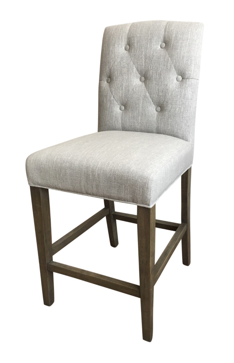 "Tiffany" Hampton Style French Provincial Linen Buttoned Barstool - Available in 3 Colours - Image 2