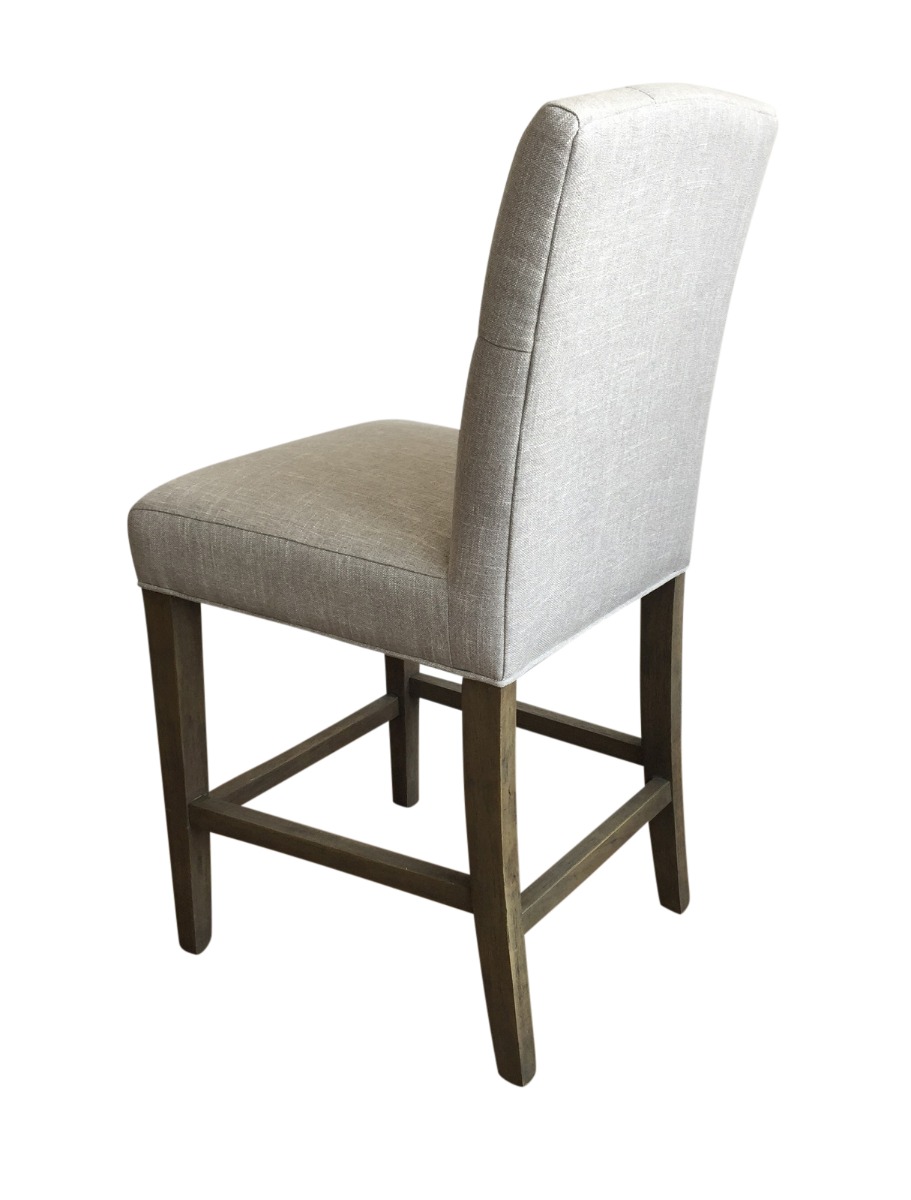 "Tiffany" Hampton Style French Provincial Linen Buttoned Barstool - Available in 3 Colours - Image 3