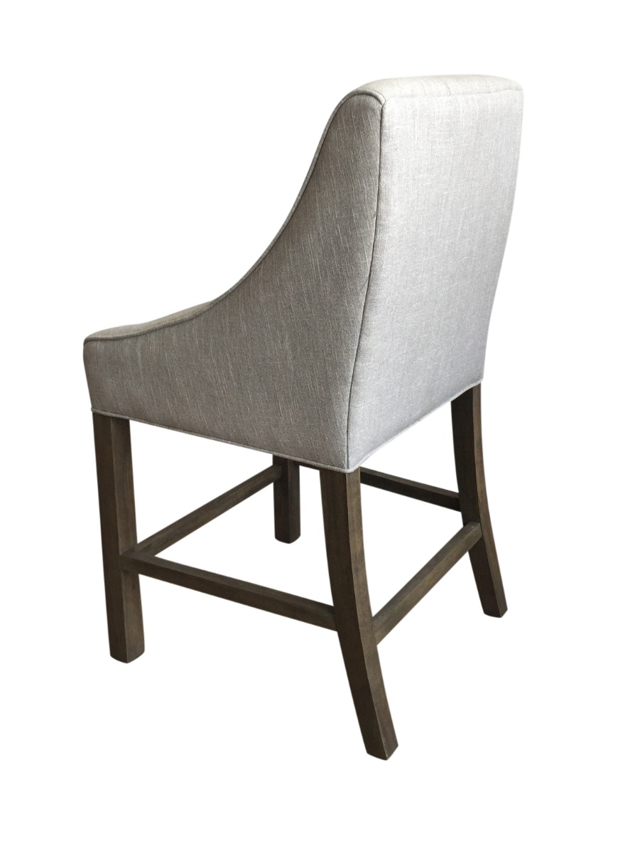 "Hudson" Hampton Style French Provincial Linen Buttoned Barstool - Available in 3 Colours - Image 3