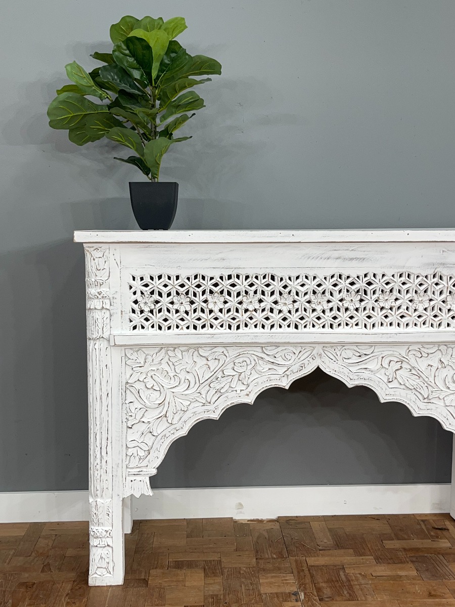 "Mina" Hamptons Style Recycled Timber Hall Console Table, 123cm x 39cm x 91 cm - Image 2