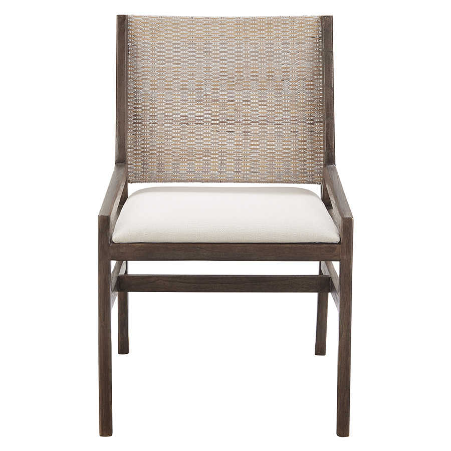 "Reef" Resort Style Rattan Dining Chair Greywash Weave & Brown Timber Leg (RRP $599) - Image 2