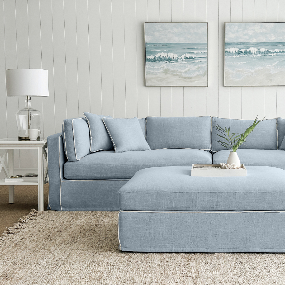 Marbella 4 Seat Sofa Beach W/White piping, W 300 D 100 H 85cm (RRP $3859) - Image 4