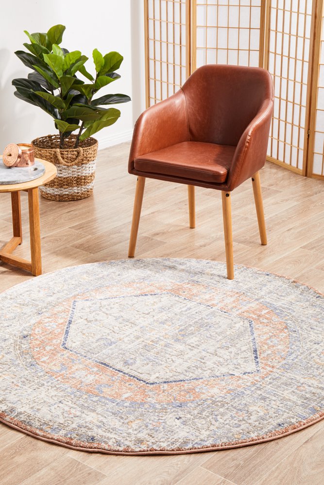 Mayfair Lorissa Hamptons Style Indoor Rug Peach Round - Image 2