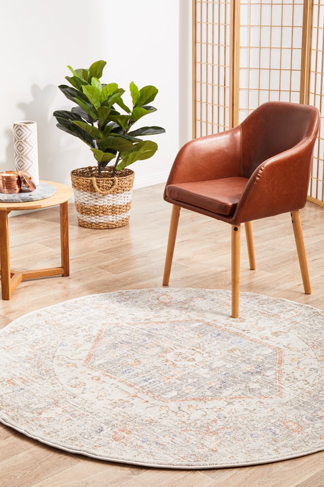 Mayfair Lorissa Hamptons Style Indoor Rug Silver Round - Image 2