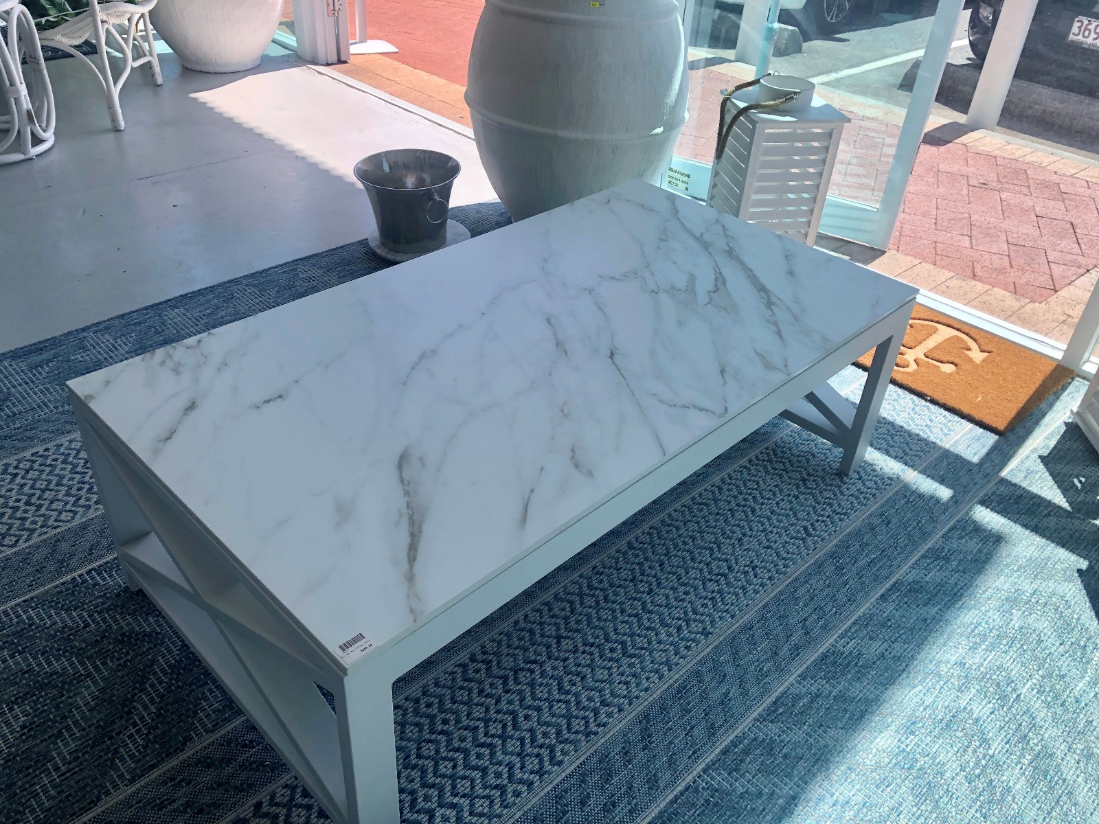 "Montego Bay" Hamptons Style Outdoor Aluminium Coffee Table White, 130cmx70cmx42cmH (RRP $1199) - Image 4