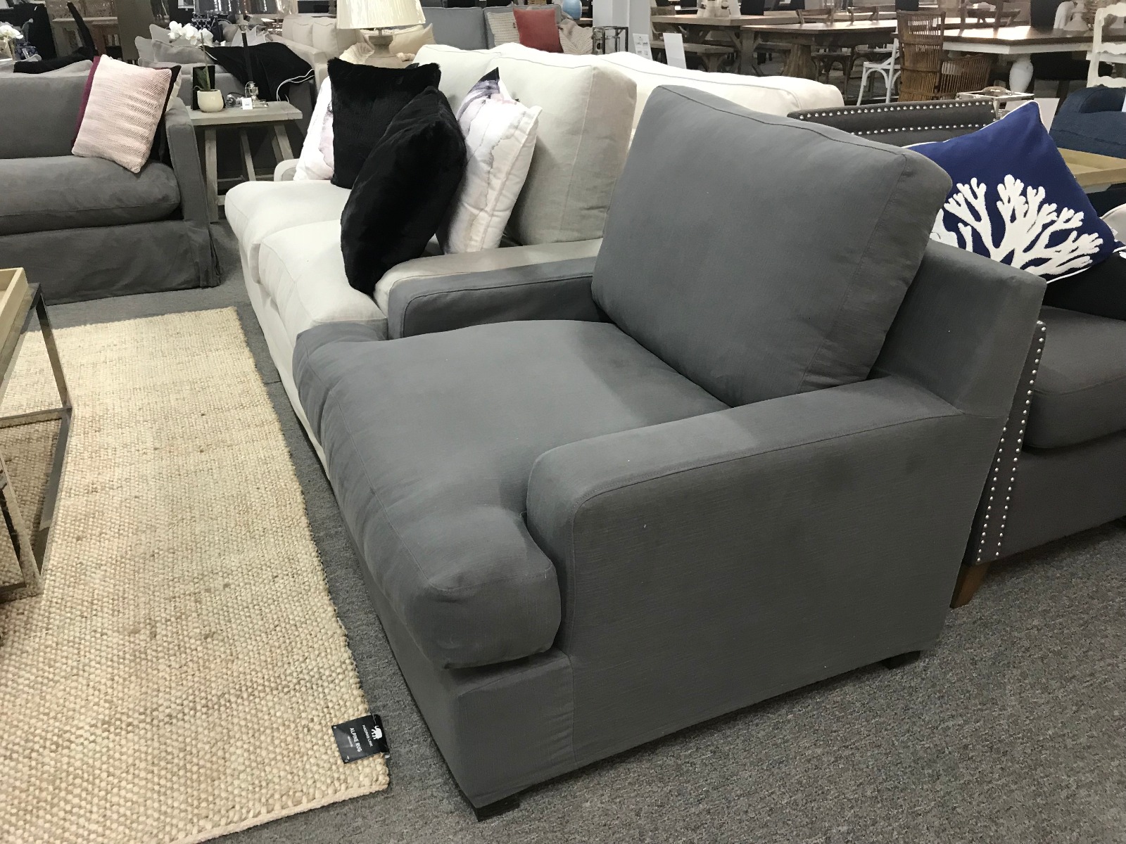 FLOORSTOCK CLEARANCE SALE "Avalon" Hampton Style 1.5 Seater Armchair, 100% Australian Made, Loose Slip Cover Feather Wrapped Foam (RRP $1499) - Image 2