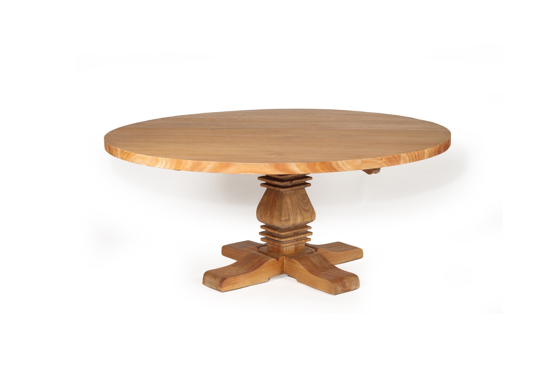 "Seminyak" Resort Style Timber 180cm Round Pedestal Dining Table, Mindi SEATS 8-10 (RRP $3499) - Image 4