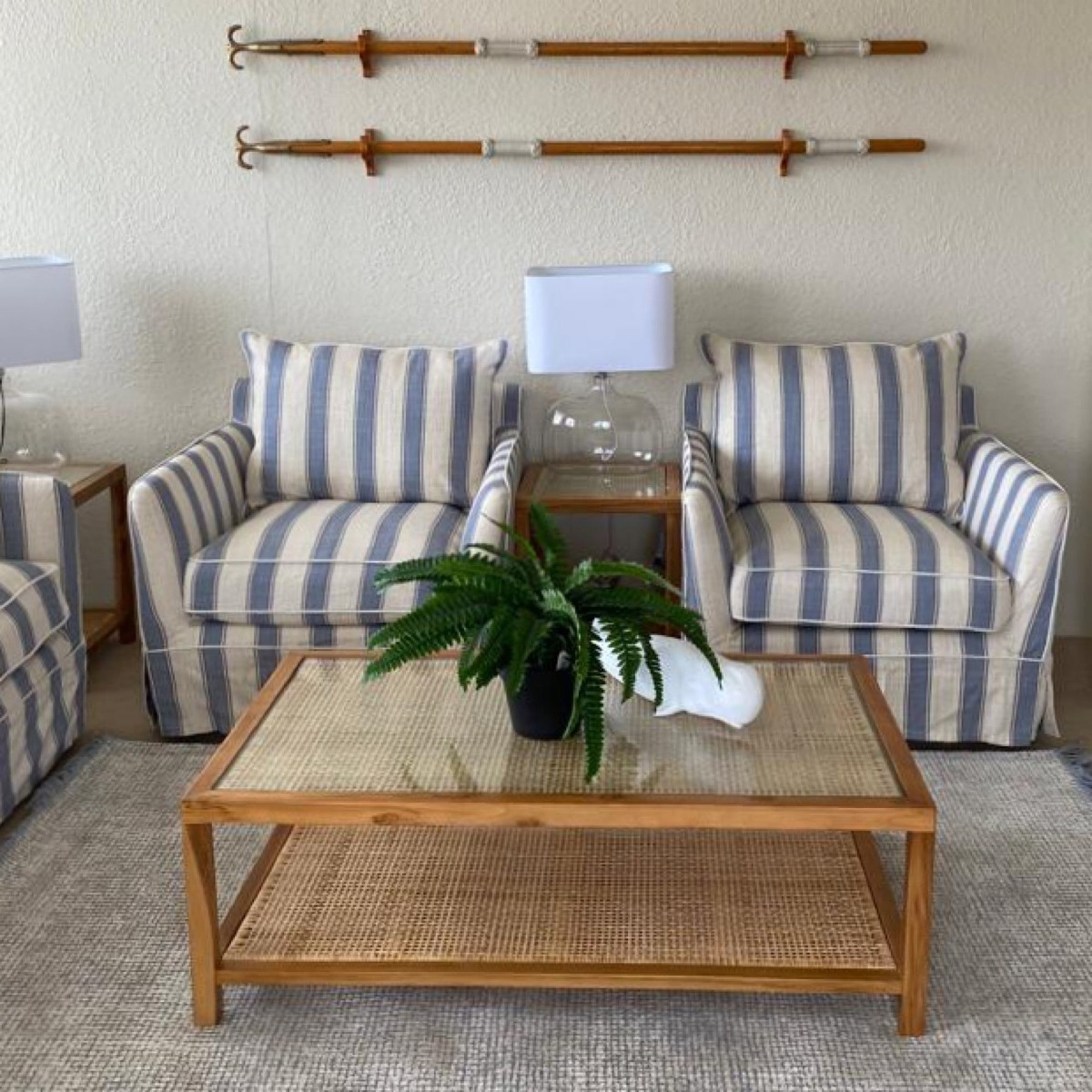 Noosa Hamptons Armchair Blue Sky Stripe, W 91cm D 90cm H 80cm (RRP $1699) - Image 10
