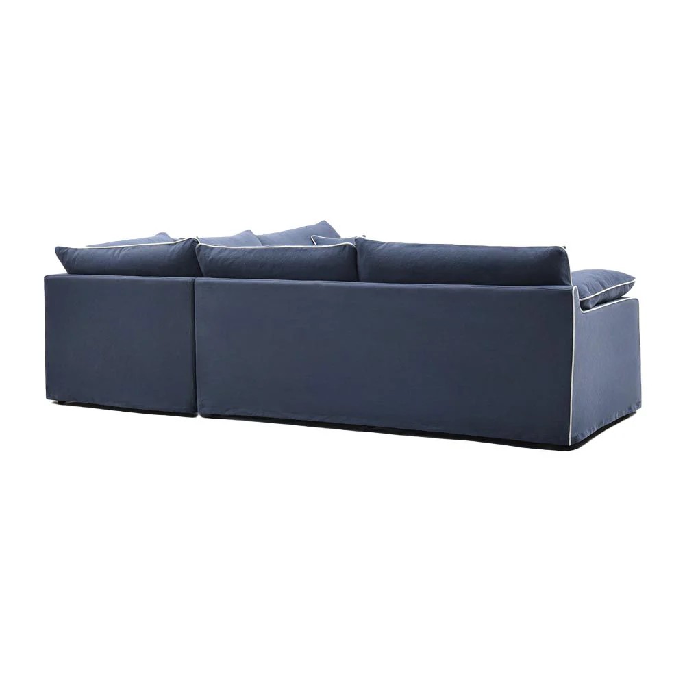 Norfolk 5 Seater Modular Corner Sofa Lounge Removable Slip Cover Navy with White Piping, W300cm x D300cm x H94cm (RRP $7499) - Image 5