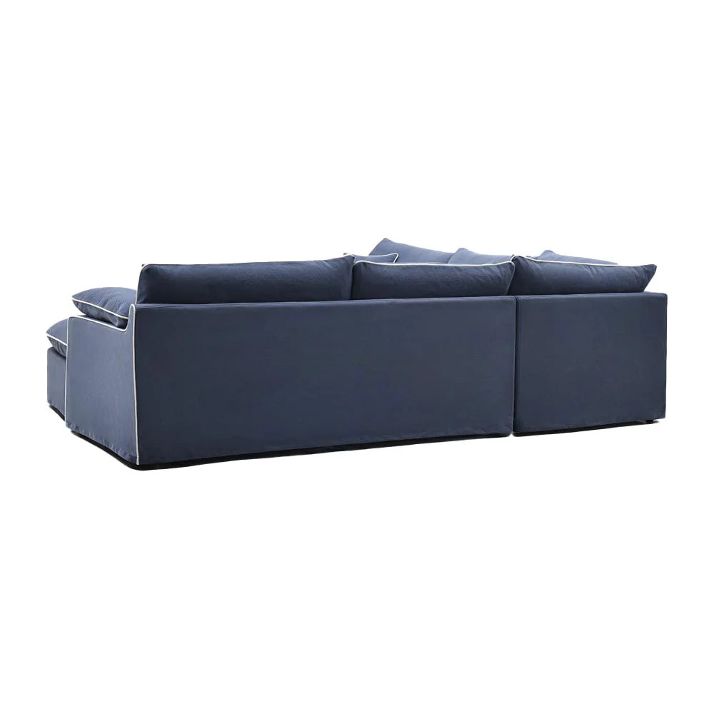 Norfolk 5 Seater Modular Corner Sofa Lounge with Reversible Chaise Removable Slip Cover Navy with White Piping, W300cm x D300cm x H94cm (RRP $7999) - Image 5