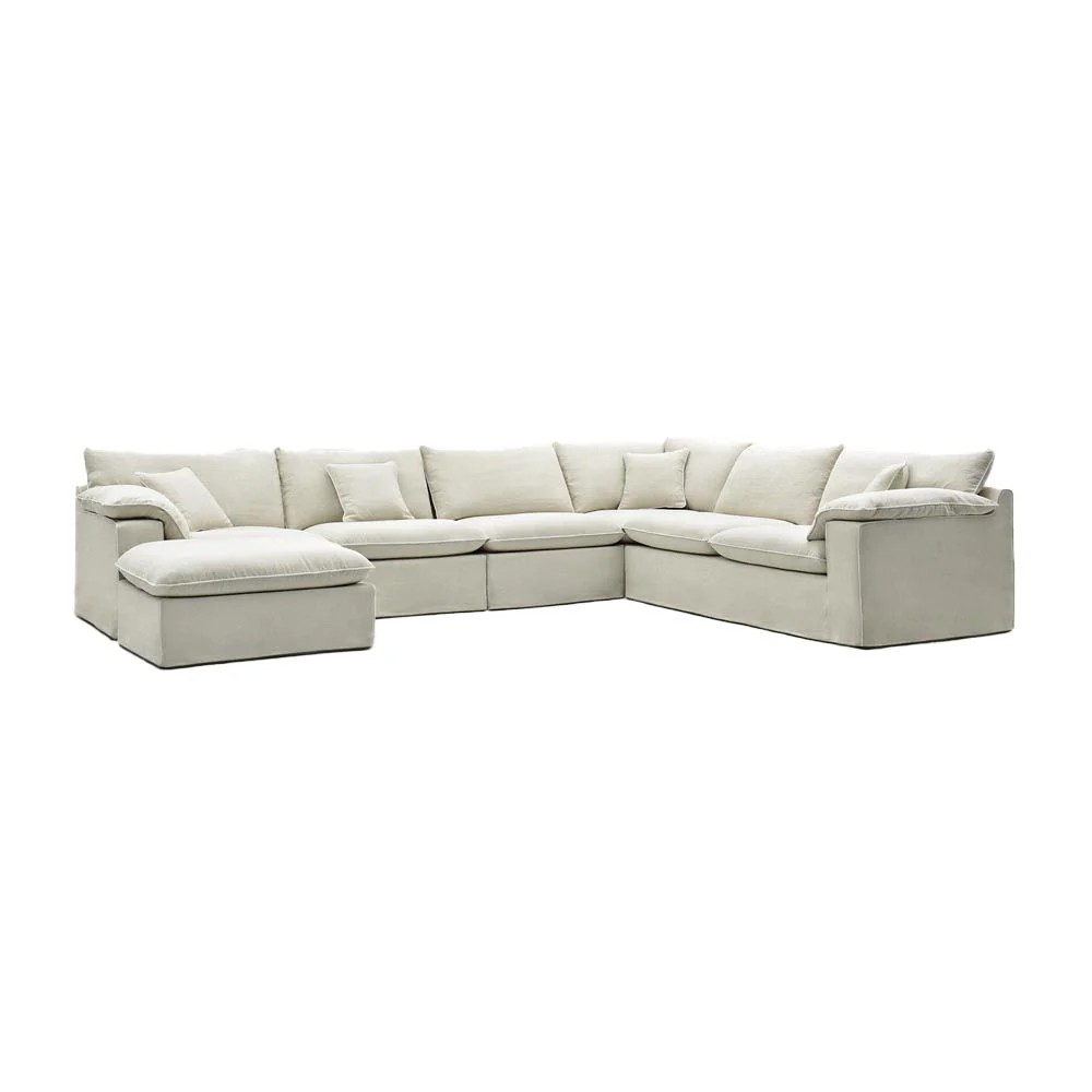 Norfolk Modular Corner Sofa Lounge Removable Slip Cover Beige, W389cm x D300cm x H94cm (RRP $9999) - Image 2