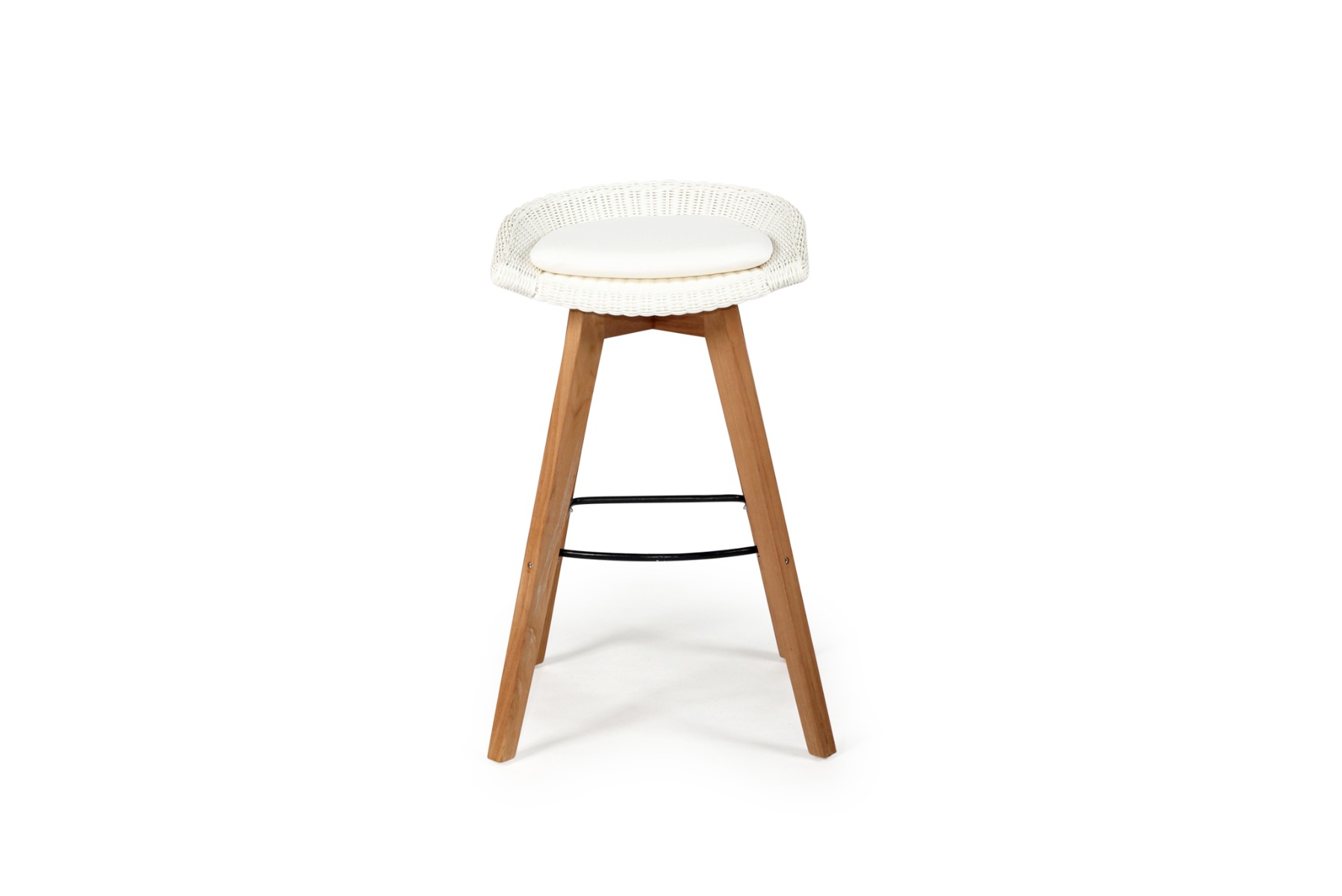 Oceanic Outdoor Backless Bar Stool White, Width 56cm x Depth 46cm x Height 81cm - Image 3