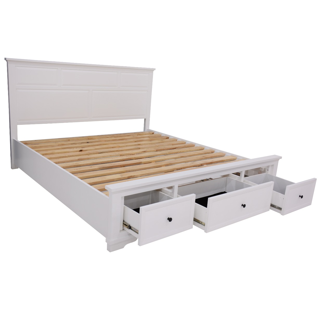 "Emily" Hamptons Style Solid Timber King Bed Frame in White, 215cmL x 197cmD x 120cmH - Image 6