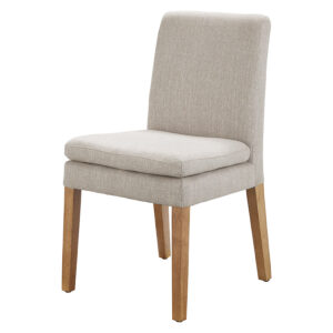 "Connor" Fabric Upholstered Padded Dining Chair, Linen with Natural Timber Legs (RRP $399)