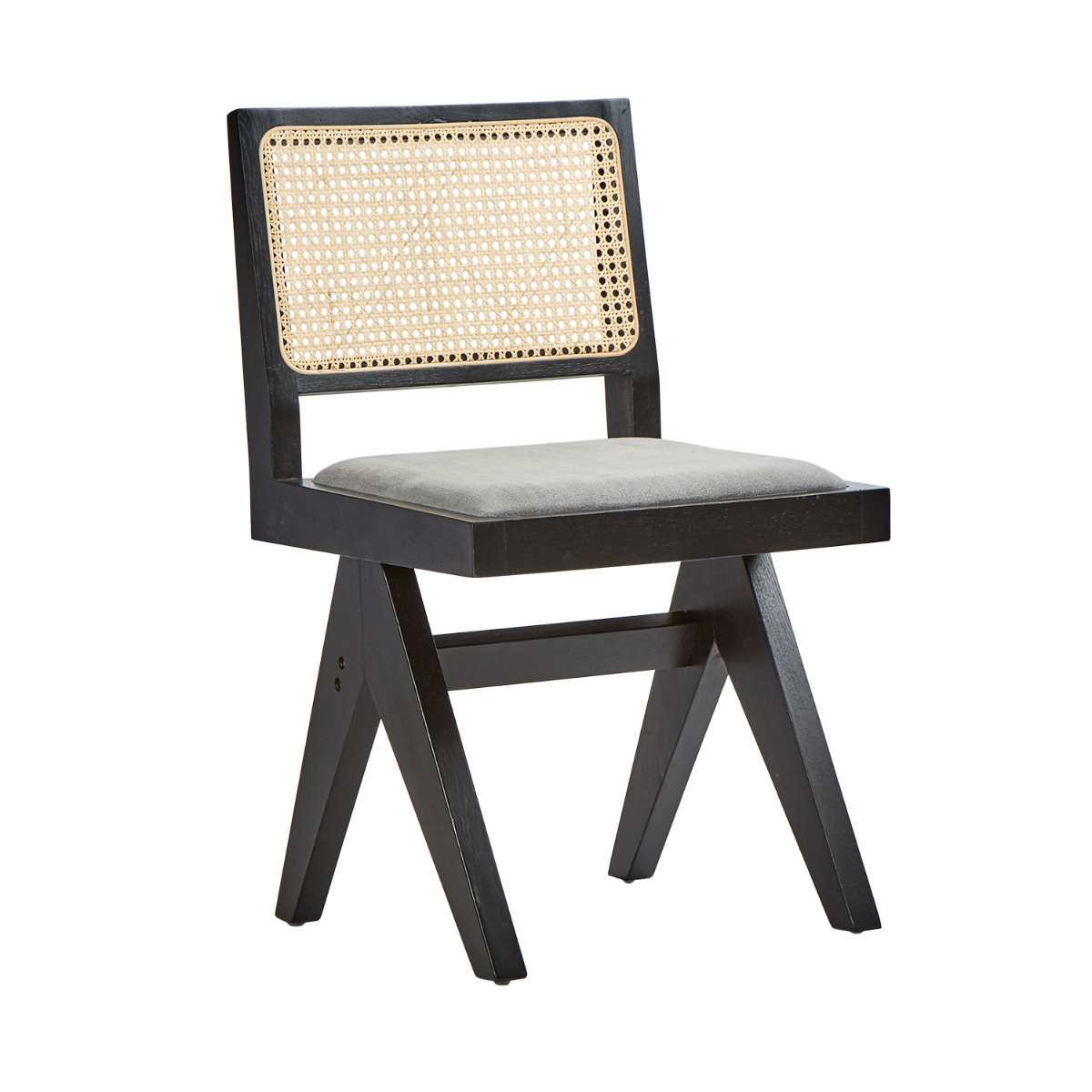 Lexi Scissor Leg Side Chair Black Frame Grey Fabric, W 53cm x D 56cm x H 81cm (RRP $329) - Image 2