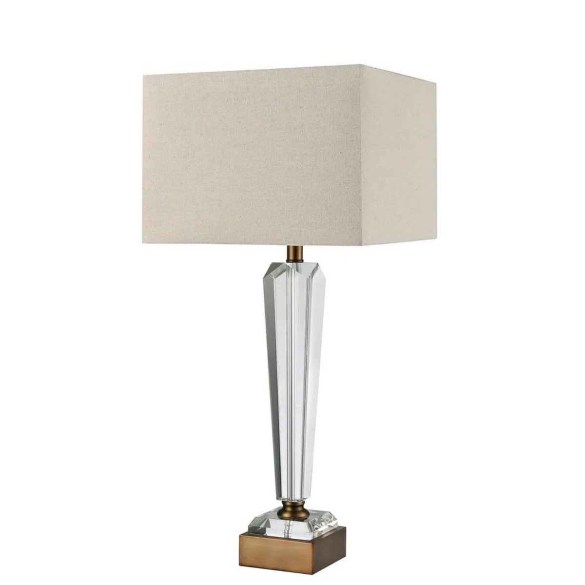 Monument Hand Cut Crystal Lamp & Natural Linen Shade, W50cm x D50cm x H70cm (RRP $849) - Image 3