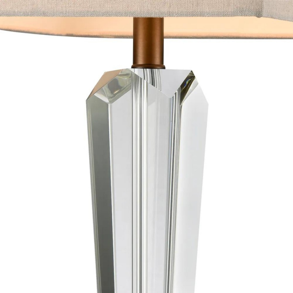 Monument Hand Cut Crystal Lamp & Natural Linen Shade, W50cm x D50cm x H70cm (RRP $849) - Image 2