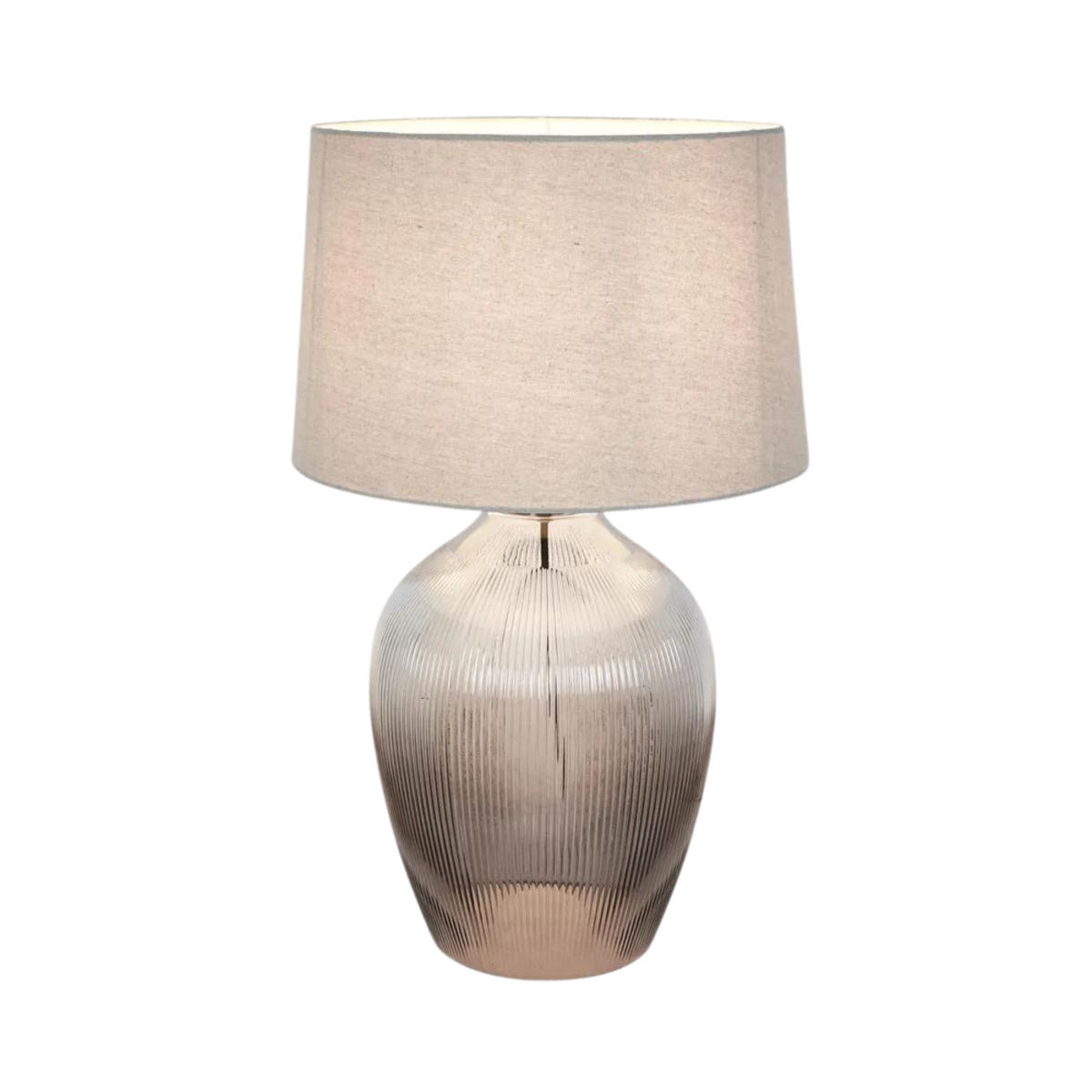 Misty Glass Table Lamp with Natural Linen Shade, W38cm x D38cm x H71cm (RRP $399) - Image 2