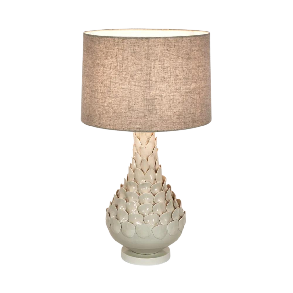 Petal Ceramic Table Lamp with Natural Linen Shade (RRP $399) - Image 2