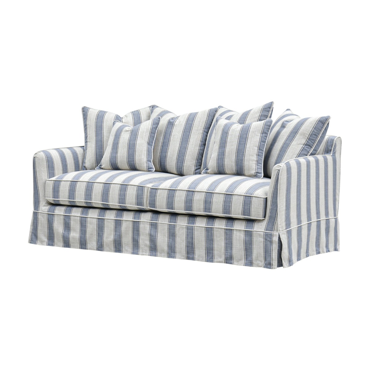 Noosa Hamptons 2.5 Seat Sofa Blue Sky Stripe, W 195cm D 91cm H 80cm (RRP $2699) - Image 4
