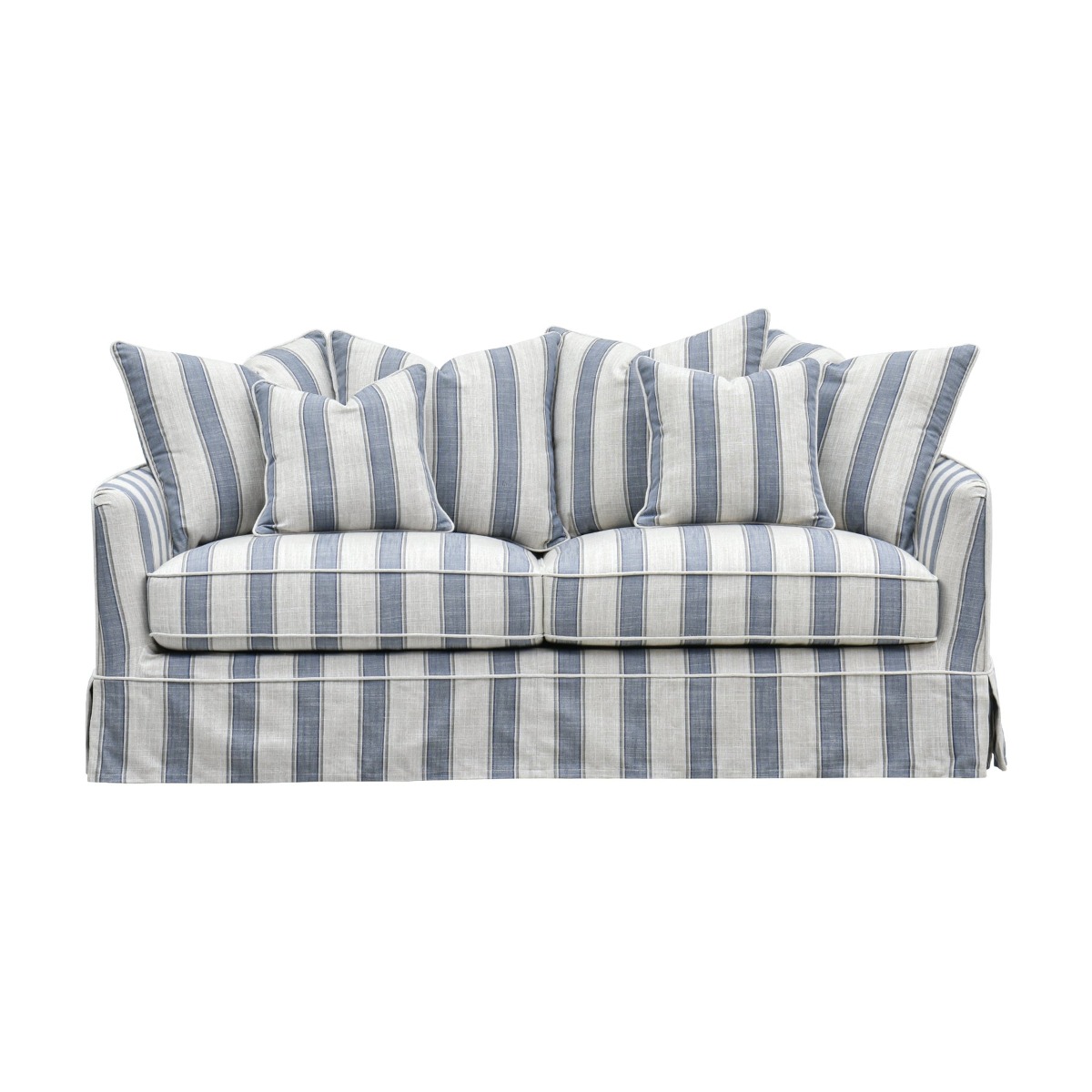 Slip Cover Only - Noosa Hamptons 2.5 Seat Sofa Blue Sky Stripe, W 63cm D 14cm H 43cm (RRP $849) - Image 8