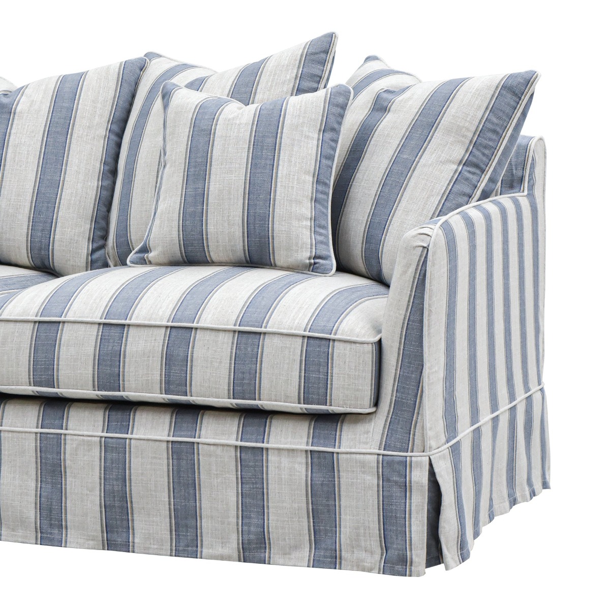 Slip Cover Only - Noosa Hamptons 2.5 Seat Sofa Blue Sky Stripe, W 63cm D 14cm H 43cm (RRP $849) - Image 5