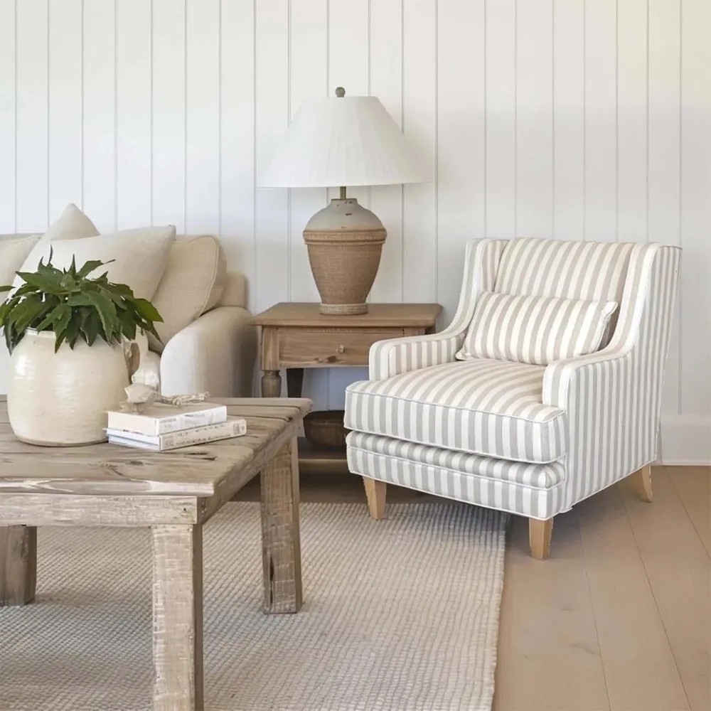 Bondi Hamptons Armchair Natural Stripe, W 92cm D 85cm H 94cm (RRP $1499) - Image 10