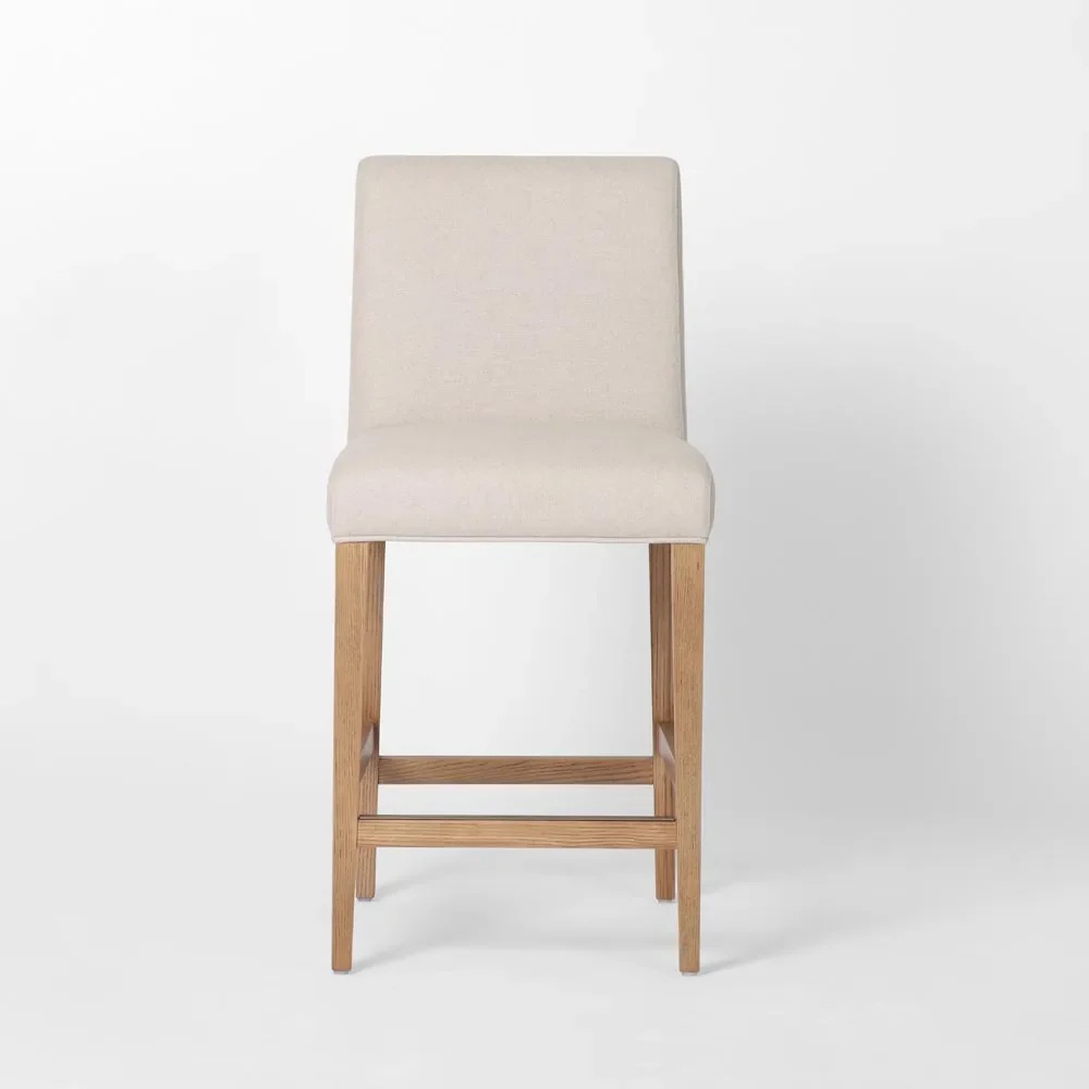 Clifton Counter Stool with Slip Cover Beige Stripe, D 45cm W 56cm H 96cm (RRP $670) - Image 2