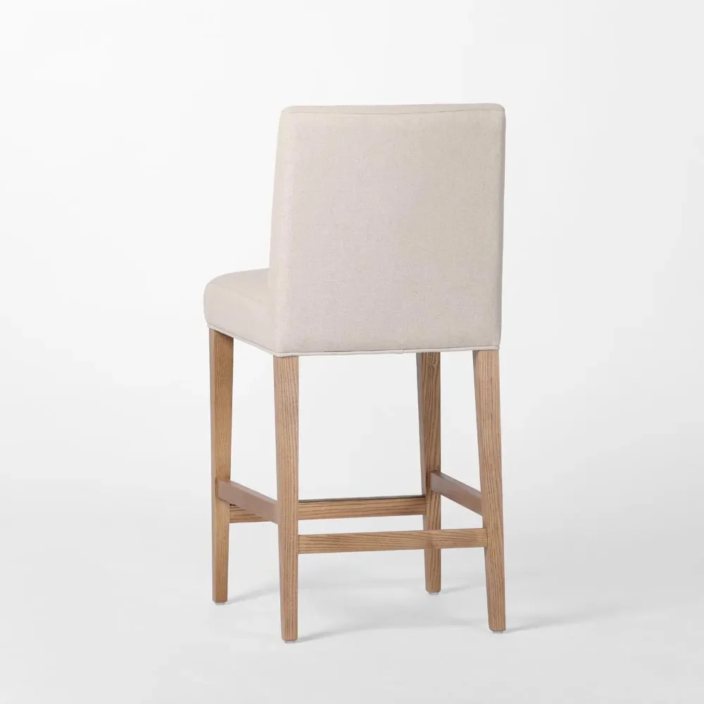 Clifton Counter Stool with Slip Cover Beige Stripe, D 45cm W 56cm H 96cm (RRP $670) - Image 4