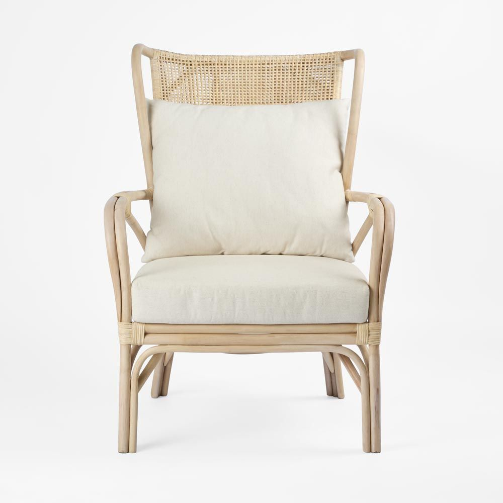 Duke Highback Armchair Natural Whitewash, L 83cm W 75cm H 103cm (RRP $1076) - Image 2