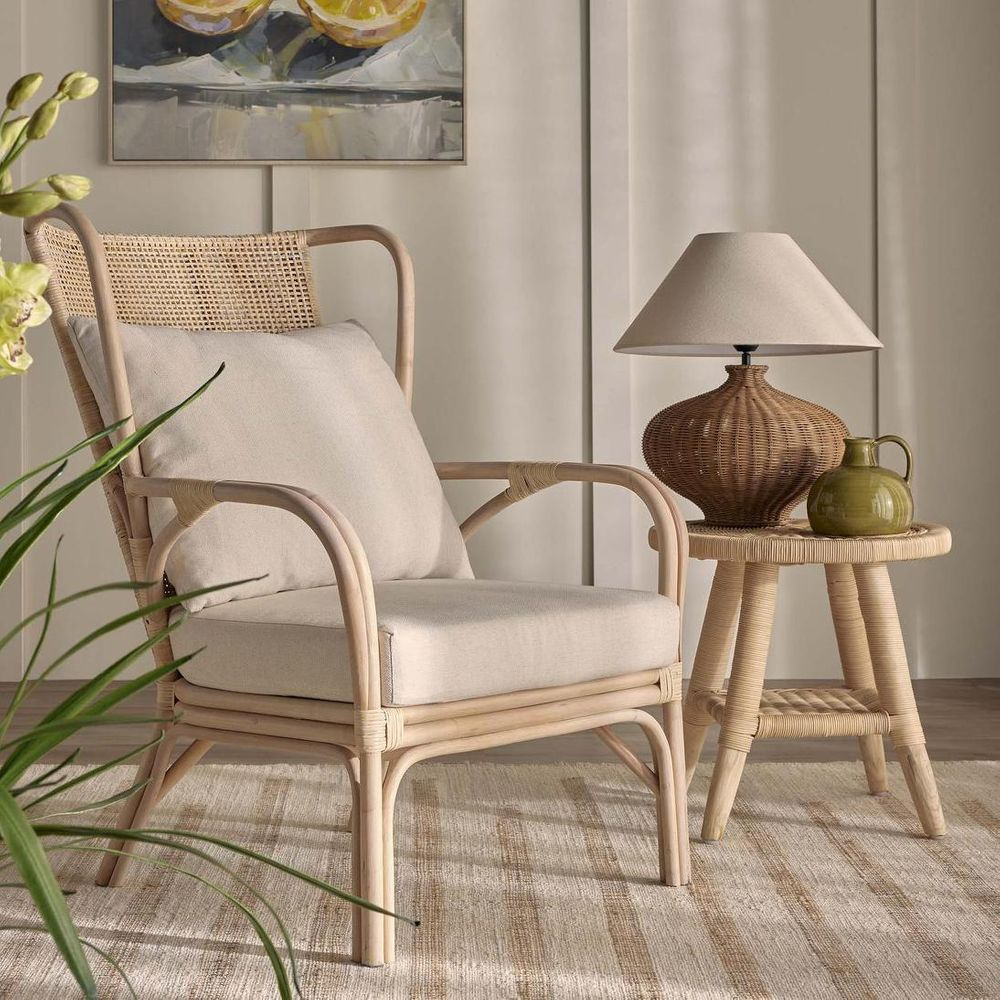 Duke Highback Armchair Natural Whitewash, L 83cm W 75cm H 103cm (RRP $1076) - Image 7