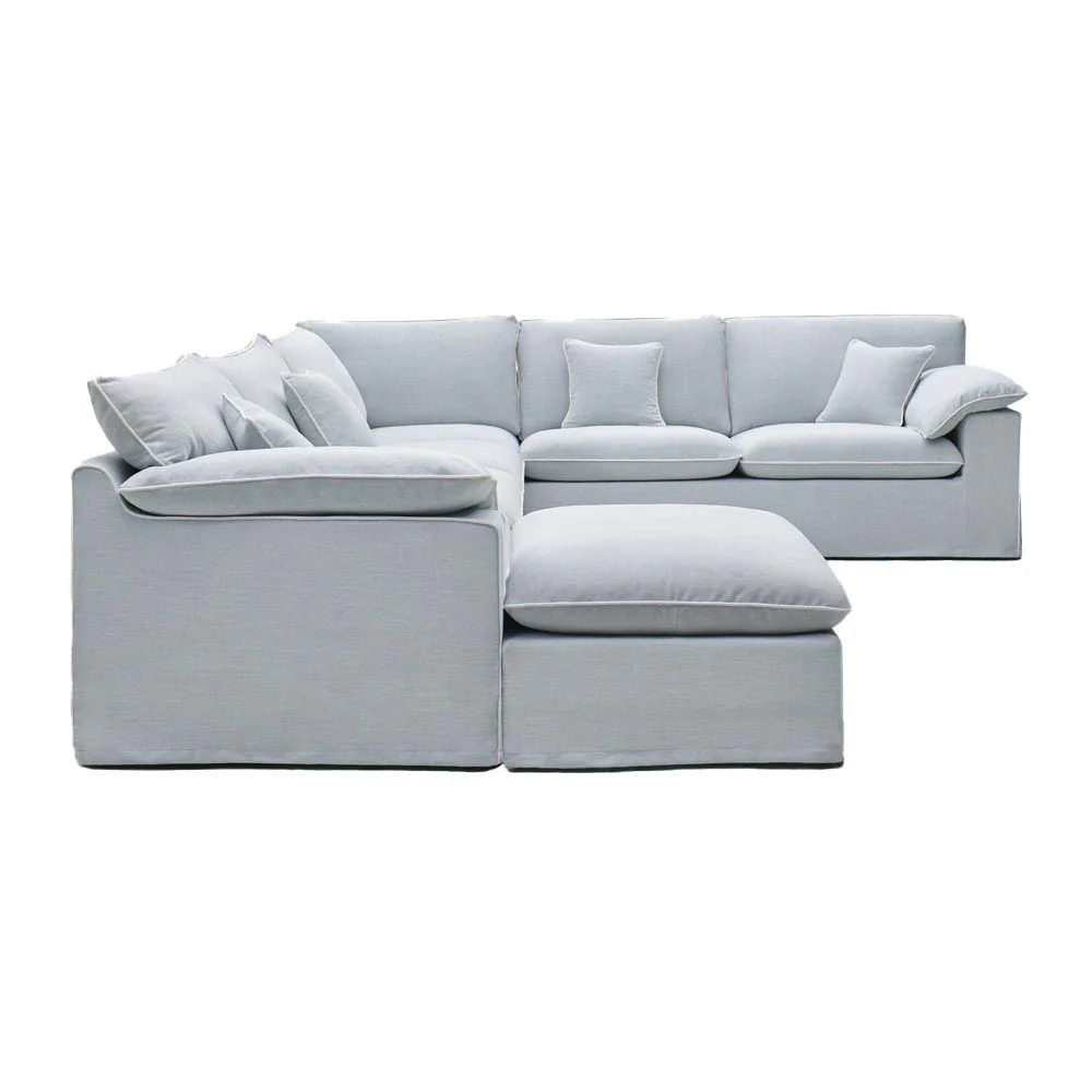 Norfolk 6 Seater Modular Corner Sofa Lounge with Reversible Chaise Removable Slip Cover Beach with White Piping, W389cm x D300cm x H94cm (RRP $9999) - Image 3