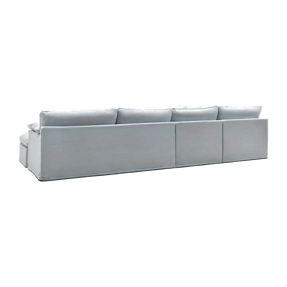 Norfolk 6 Seater Modular Corner Sofa Lounge with Reversible Chaise Removable Slip Cover Beach with White Piping, W389cm x D300cm x H94cm (RRP $9999) - Image 7