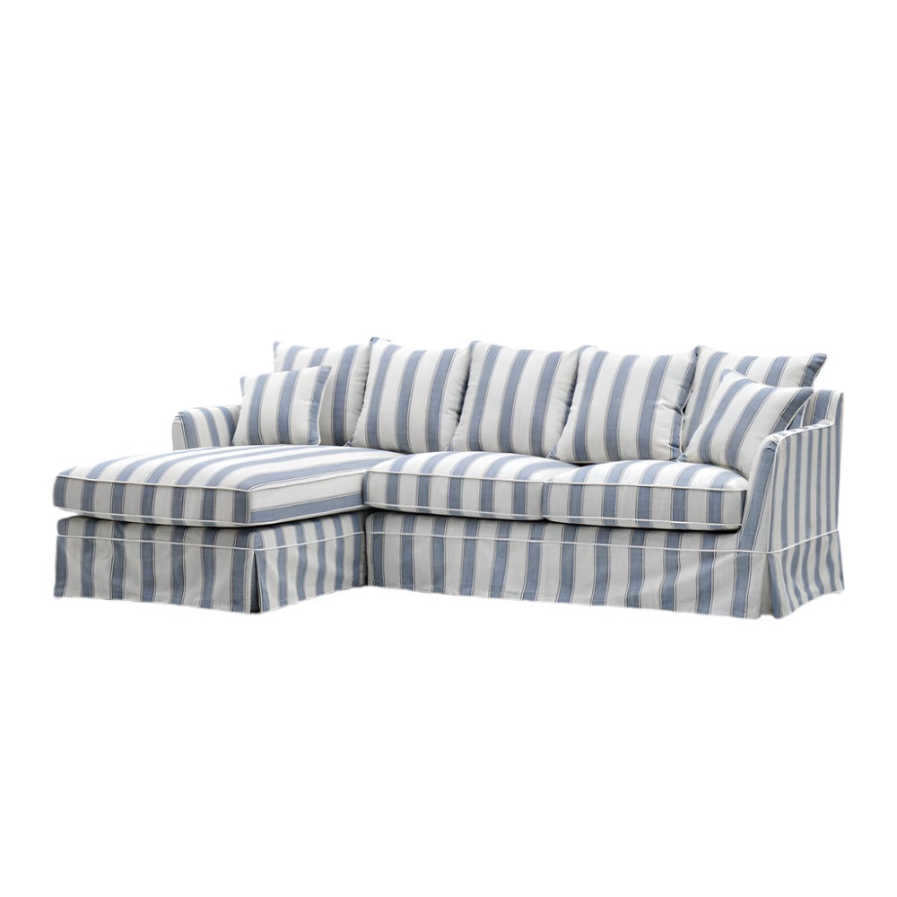 Noosa 3 Seater Left Chaise Sofa Blue Sky Stripe, W 259cm D 166cm H 80cm (RRP $4999) - Image 2