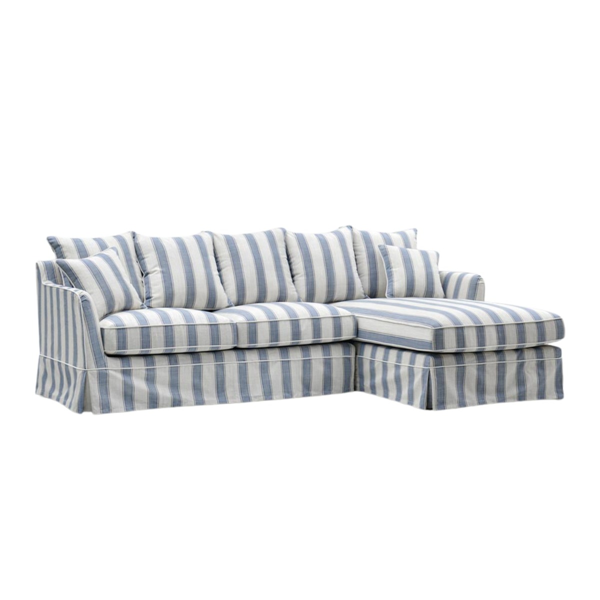 Noosa 3 Seater Right Chaise Sofa Blue Sky Stripe, W 259cm D 166cm H 80cm (RRP $4999) - Image 2