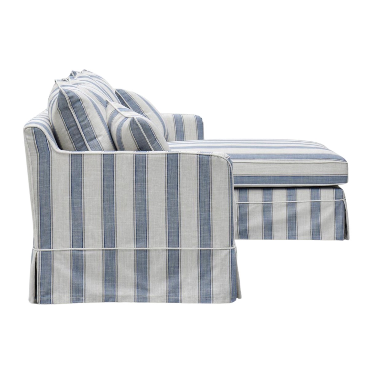Noosa 3 Seater Right Chaise Sofa Blue Sky Stripe, W 259cm D 166cm H 80cm (RRP $4999) - Image 3