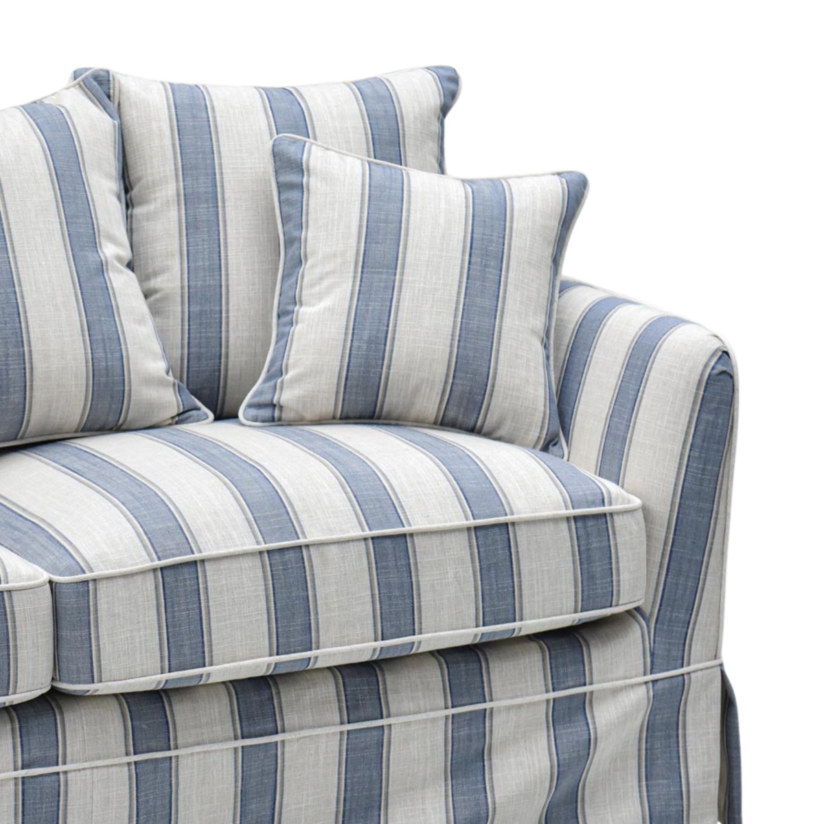 Noosa 3 Seater Right Chaise Sofa Blue Sky Stripe, W 259cm D 166cm H 80cm (RRP $4999) - Image 5