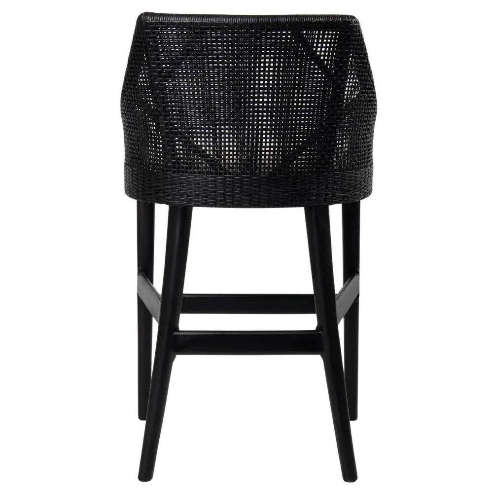 Charlotte Rattan Counter Stool Black, W 53cm x D 52cm x H 91cm (RRP $570) - Image 4