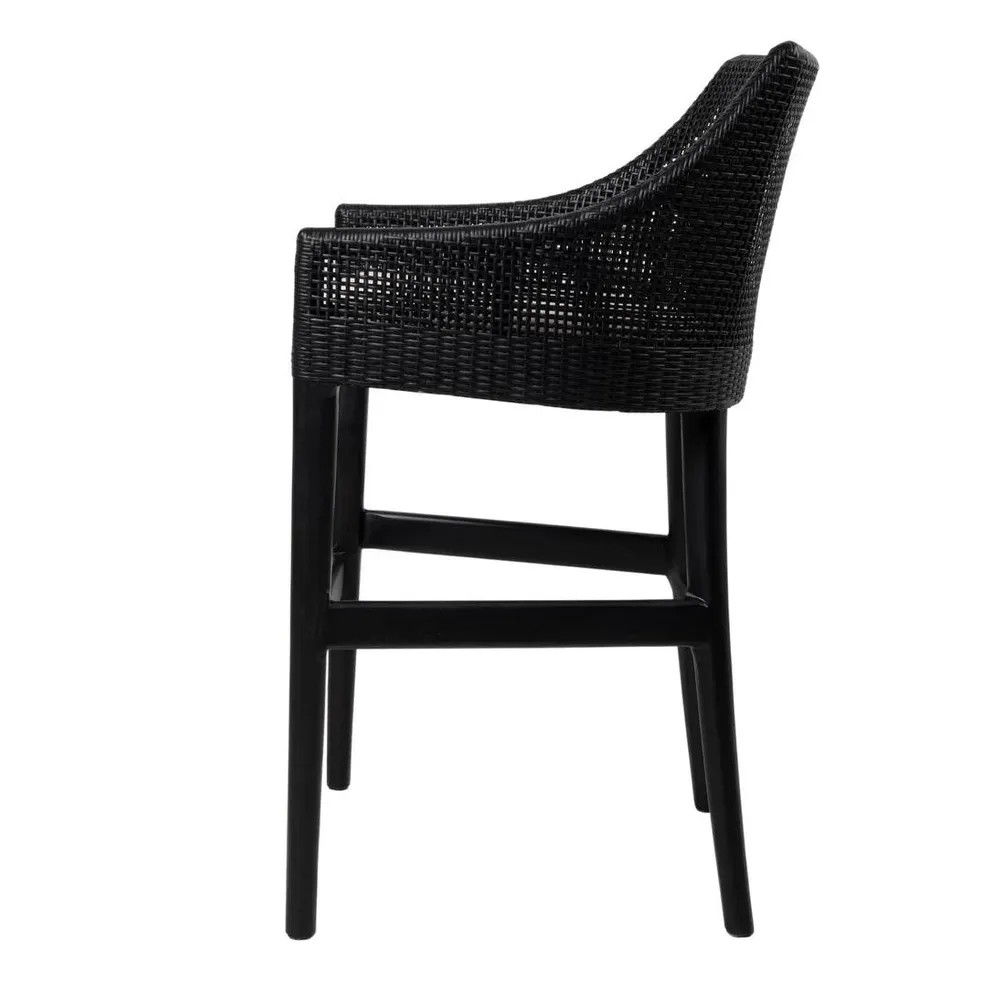 Charlotte Rattan Counter Stool Black, W 53cm x D 52cm x H 91cm (RRP $570) - Image 3