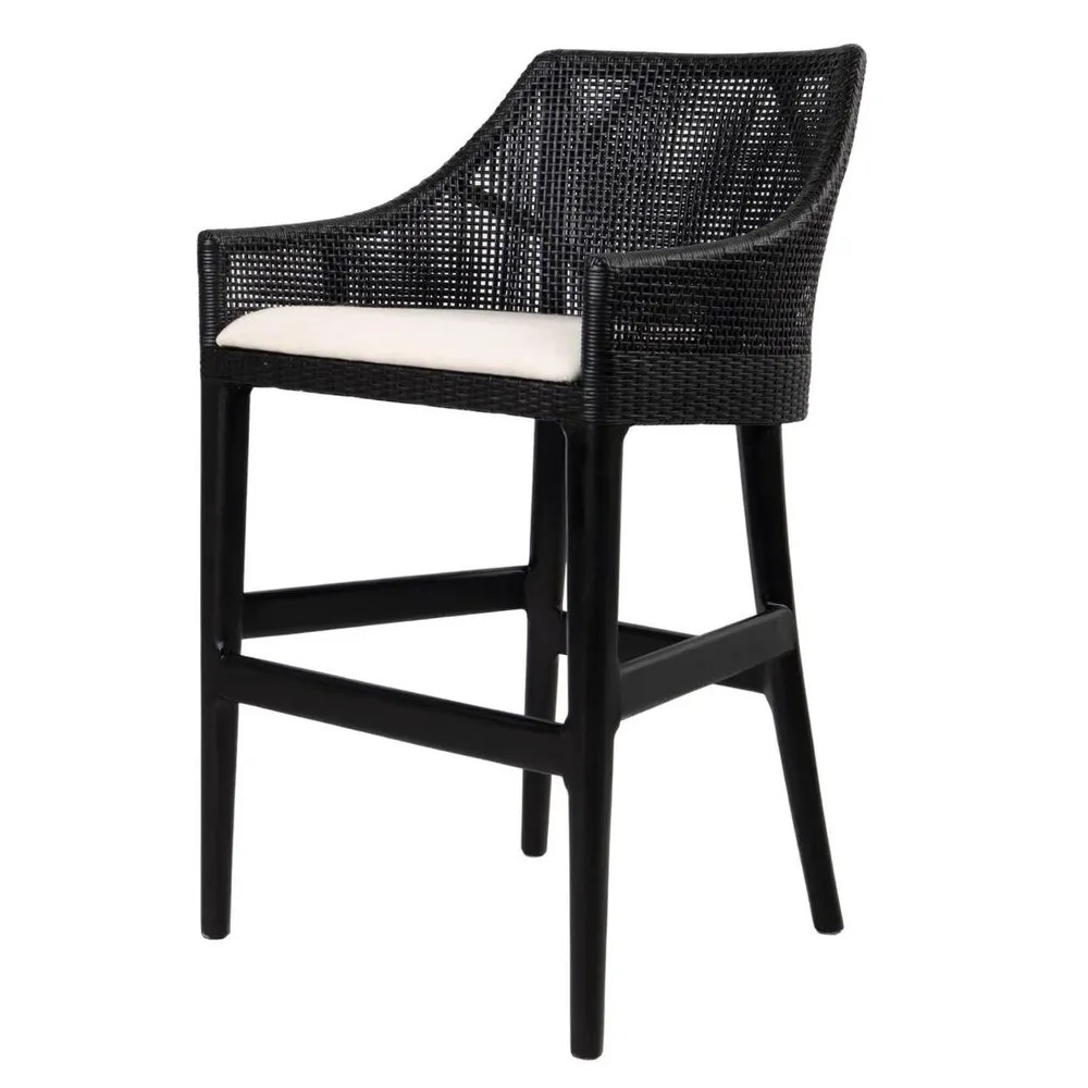 Charlotte Rattan Counter Stool Black, W 53cm x D 52cm x H 91cm (RRP $570) - Image 2