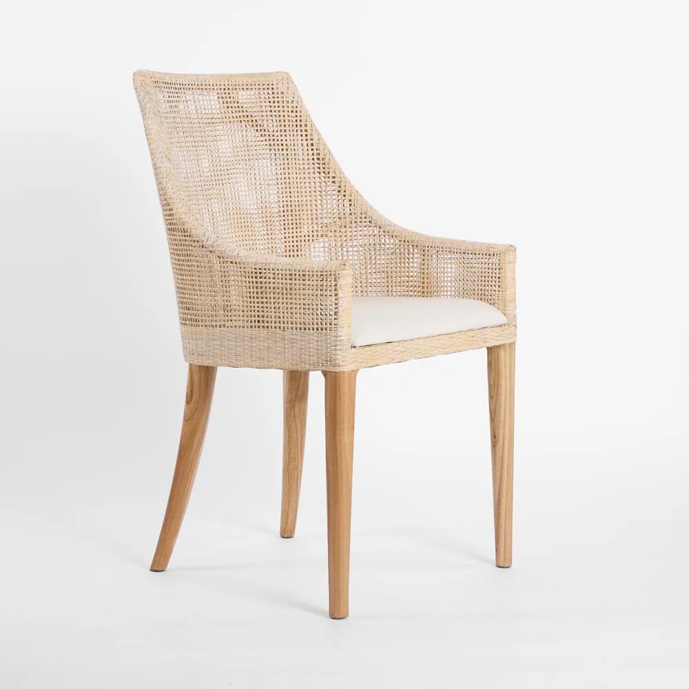 Charlotte Rattan Dining Chair Whitewash, L 52.5cm W 56cm H 88cm (RRP $499) - Image 2