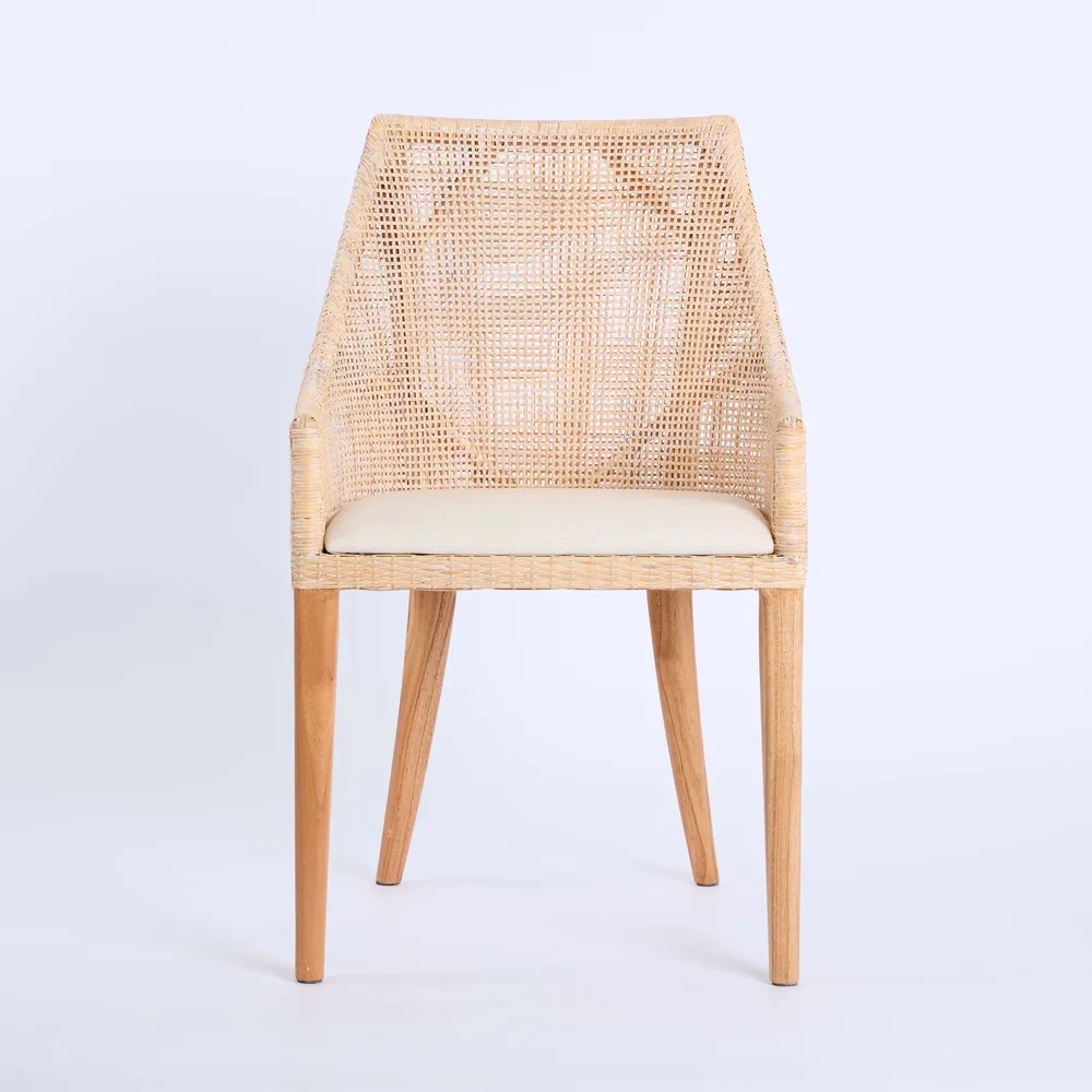Charlotte Rattan Dining Chair Whitewash, L 52.5cm W 56cm H 88cm (RRP $499) - Image 3