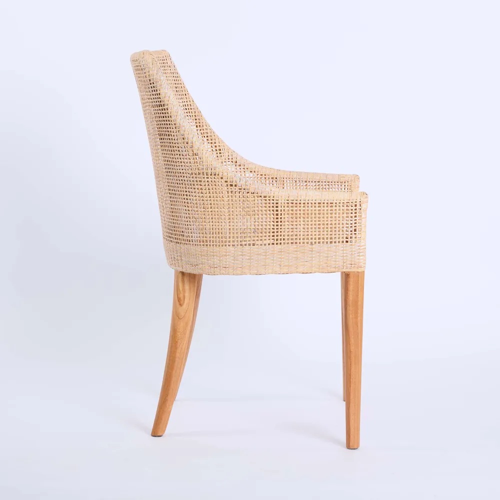 Charlotte Rattan Dining Chair Whitewash, L 52.5cm W 56cm H 88cm (RRP $499) - Image 4