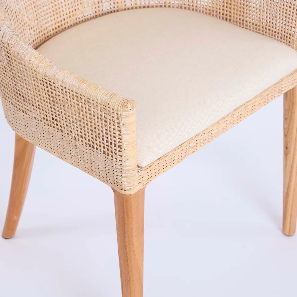 Charlotte Rattan Dining Chair Whitewash, L 52.5cm W 56cm H 88cm (RRP $499) - Image 6