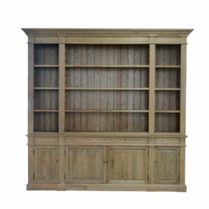 "Sanctuary" Hamptons Style Timber Library Bookcase Cabinet, Weathered Oak 240×45×230 cm (RRP $7999)