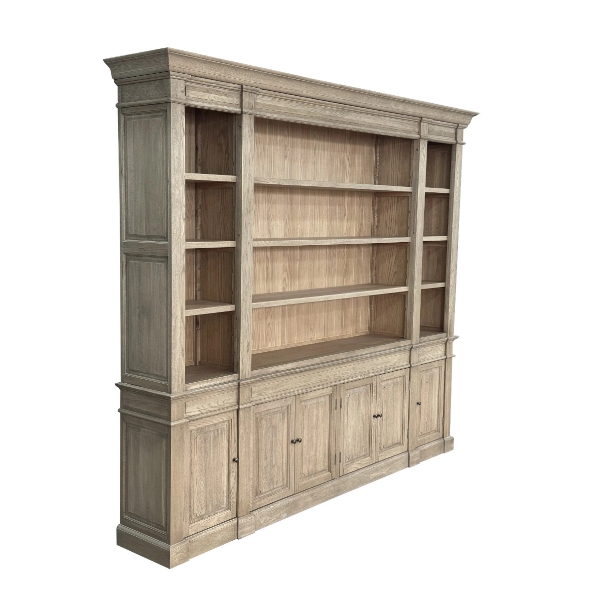 "Sanctuary" Hamptons Style Timber Library Bookcase Cabinet, Weathered Oak 270cmW x 45cmD x 230cmH (RRP $8999) - Image 2