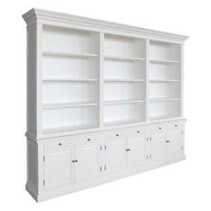 "Daydream" Hamptons Style 3-Bay Timber Library Bookcase White, 300cm W x 43cm D x 230cm H (RRP $9999)