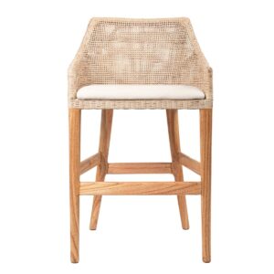 Charlotte Rattan Counter Stool Natural Whitewash, W 54 D 56 H 91cm (RRP $570)