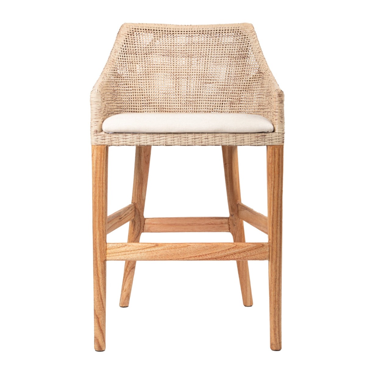Charlotte Rattan Counter Stool Natural Whitewash, W 54 D 56 H 91cm (RRP $570)