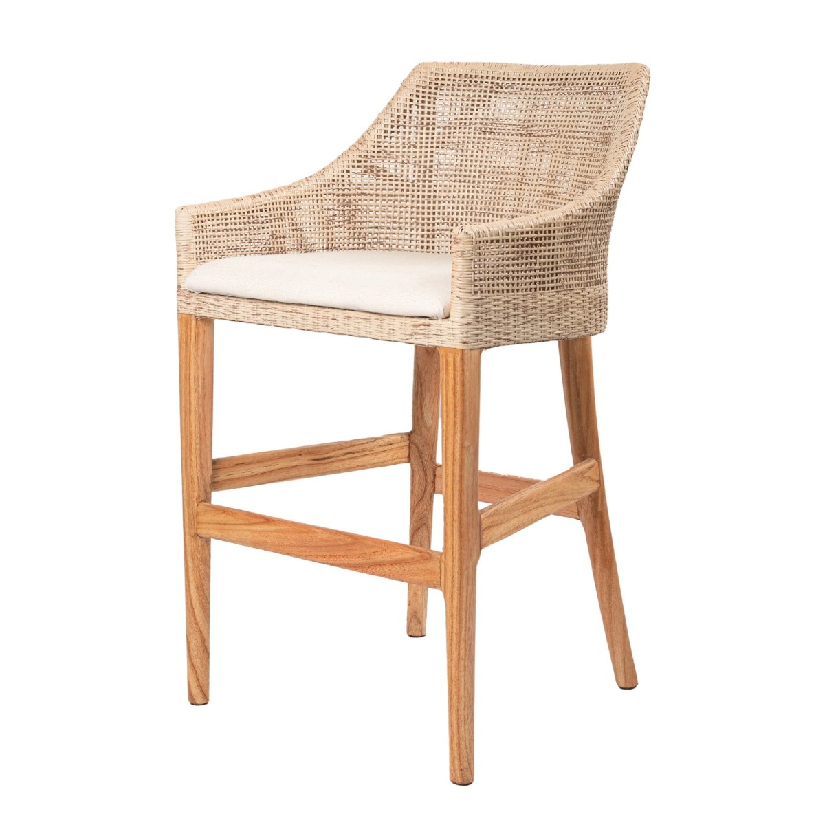 Charlotte Rattan Counter Stool Natural Whitewash, W 54 D 56 H 91cm (RRP $570) - Image 2